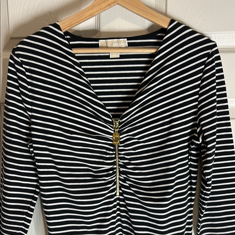 Michael Kors Medium Black and White Striped Top